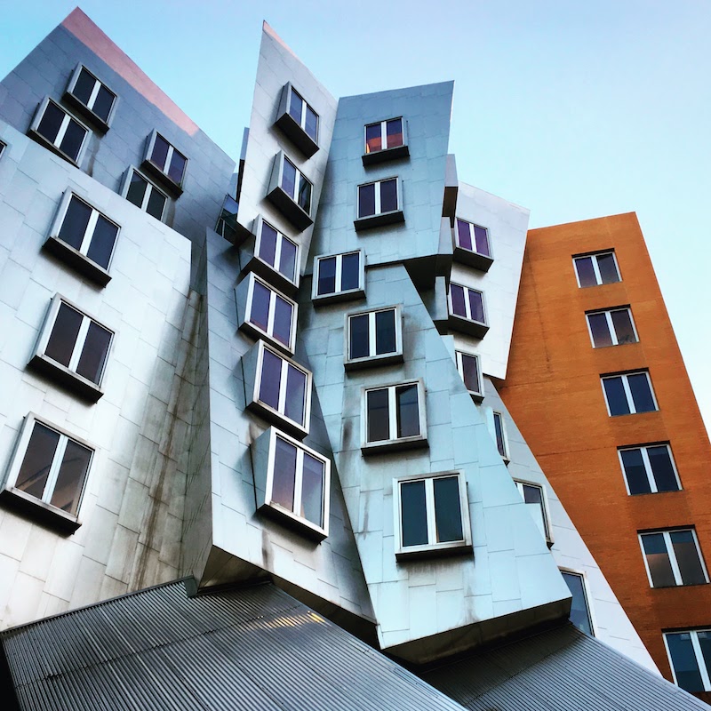 The Gates Tower as part of the computer science building on MIT's campus in Cambridge.