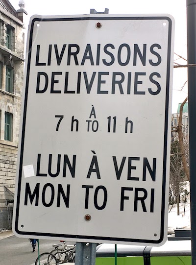 A typical road sign in Montréal